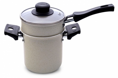 Mini Cuscuzeira Bege  Antiaderente de Alumnio com Cabo